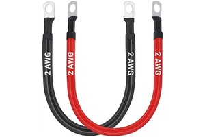 2awg Battery Cable 30CM Copper Battery Inverter Cables with 5/16" Lug Terminal, Power Inverter Wire for Automotive Solar Marine