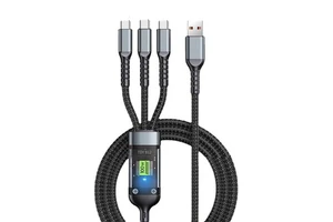 1.2m 3-in-1 USB Cable to Type-C/Micro with 3A Fast Charging Night Light Nylon Braided for Camera & Computer