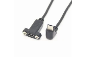 1m USB2.0 90 Degrees Right Angle Usb Type c Extension Cable with Panel Mount Holes