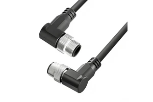 Industrial Power M12 A-Coded 4-Pin Angled Cable Male Open Wire Connection for Sensor/Actuator PLC I/O