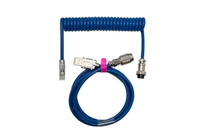 Durable Custom Deep Blue Customize Type c Spring Spiral Usb Cable Aviator Connector Nylon Mechanical Keyboard Coiled Cable