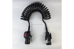 New ABS Heavy Duty Truck Trailer 7 Core Wrap Electrical Spiral Cable with Two Plastic Plugs Black Green Handhold Danyi