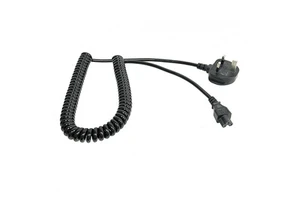 IEC C5 to UK Plug Extension Spring Cables Coiled Power Cords Spiral Coiled Wire Cable