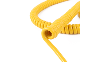 Customized Size Glossy Copper Core Spring Yellow PU PVC Insulated Spiral Cable Wire Reliable Wires Cables