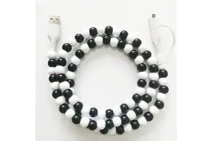 Creative New Design 1M PVC Beaded Cable 2-in-1 USB Type-C for iPhone Handmade Colorful Pearl Fast Charging Camera Compatible