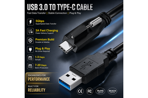 LUNG KAY High-Flexible USB 3.0 Screw Lock Panel Mount Cable PVC Usb a to Usb c Power Cable for Machine Vision Industrial Camera