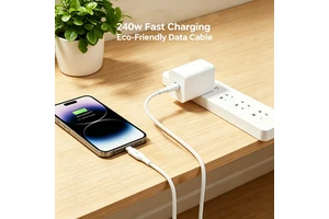 Hot Sales Customized USB C to Type C 240W Fast Charging Eco-Friendly Zinc Alloy Braiding Molding Data Cable for Camera