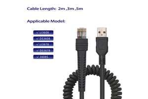 SOTESIN 5m Coiled Spiral Barcode reader cable For Zebra LI3608 LI3678 DS3608 DS3678 10P10C RJ45 to USB cable