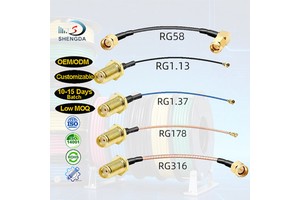 Customized RG0.81 RG1.13 RG1.37 RG178 RG174 RG316 RG58 Antenna Extension RF Coaxial Cable Low Loss Pigtail Communication Cables