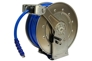 New UWO EB480/25 Manual Reel Assembly / Hose 25m (Model 1005) 304 Stainless Steel Adjustable & Rewindable