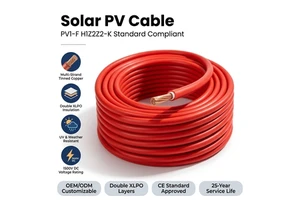 PV1-F H1Z2Z2-K DC1500V Solar Cable 4mm² 6mm² XLPO Tinned Copper for Solar Power Station Project EN 50618 Standard