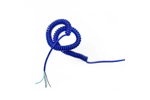 2 Core 15AWG Body Static Eliminator Blue Ring Spring Wire Cable Coiled Spiral Cord Cable