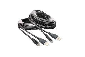 Retractable 3m RJ45 to USB Tinned Copper Industrial Ethernet Cable Spiral Spring Coiled Goochain for Barcode Scanner