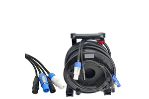 Professional 3x2.5mm Copper PVC Jacket Stage Cable Reel Locking Powercon XLR Hybrid Power DMX Signal Cable for Touring Stage