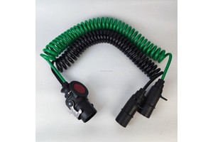 New 24V 7-Pole Heavy Duty Trailer Cable Extension Cable Black Green 28T Max Payload for Trailer Socket Spiral Cable Truck