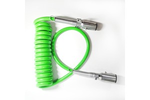 Durable 7pin PU Metal Trailer Plug and Coiled Cable Spiral 12 FT 15 FT Green ABS Truck Spiral Cable