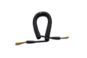Black Coiled Multiconductor Cable Flexible Spiral Wiring Harness for Industrial Equipment and Machinery Interconnection