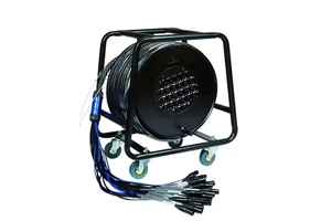 24 Channel XLR PVC Jacket Multicore Audio Snake Cable Reel Stage Cable with 24 XLR Connectors Wheeled Transport Frame