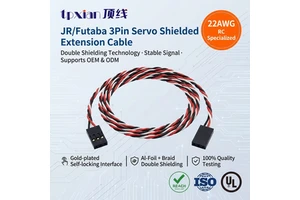 Anti-interference 22AWG Servo Lead Wire, JR Futaba 3Pin Male to Female Connector Cable with Heat Shrink Tube