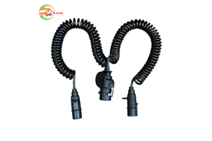 European Style 15 Pin 24V TPU 2x7 Pin Spiral Trailer Cable for Trailers