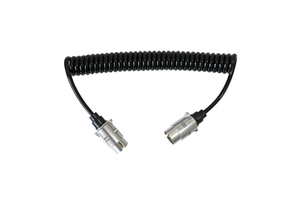 Heavy Duty 7 Pin Trailer Power Cable for Truck Trailer Pure Copper Spring Wire with Metal Holder and Air Brake Hose Connector