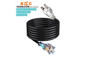 Generator Hookup Outdoor Power Cable 25FT NEMA 5-15P To 5-15R 14AWG SJTW With LED Indicator