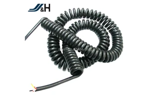 Multi Cores PU Coiled Spiral Power Cable With Customized Cable Specifics