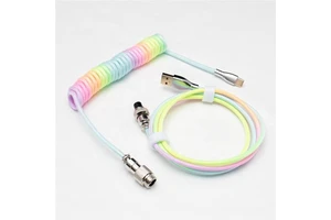 Hotsale 1.8M Coiled Type C USB Keyboard Data Cable for Mechanical Keyboard Aviator Connector Spiral Paracord with Sleeve
