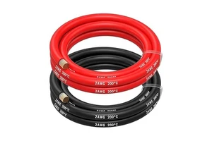 2 AWG Silicone Wire 2 Gauge Red Black 35 Sq. Ultra-Soft High Temp Flexible Automotive Power Lithium Battery Wire Silicone Rubber