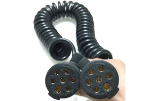 12V 24V Copper 7 Way Electrical Trailer Cord Wire Coiled Cable Heavy Duty Trailer Truck Cable