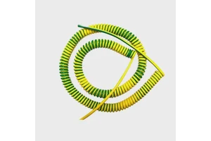 Spiral PUR Solid Copper Industrial Cable Yellow-Green Customizable 20 18 17 15 13 11-16 AWG Ground Spring 1-16 Meters