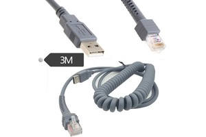 Hot Sale Free Sample Manufacture Factory Price LBT 3m Ls2208 USB Cable, USB a to RJ45 Coiled Spiral Extension Cable