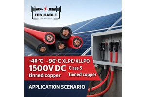1.5kV DC Solar PV Cable UV Resistant Copper Conductor EN 50618 IEC 62930 4mm2 6mm2 10mm2 H1Z2Z2-K PV1-F