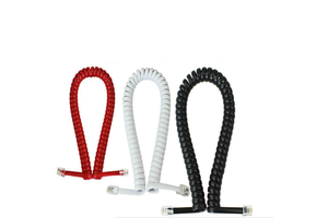 Telecommunications Black White Grey RJ11 4P4C Telephone Spiral Cable Coiled Telephonehandset Cord for Phone Modem Fax Machine