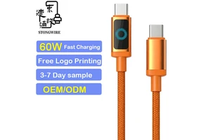USB C Cable 60W 3A LED Indicator Nylon Braided Aluminum Alloy Pure Copper Conductor PD 3.1 Fast Charging for Camera 1m 2m 3m