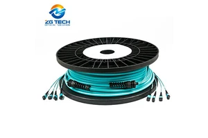 48 Cores OM4 Multi Mode MTP MPO Optic Fiber Trunk Cable Breakout Fanout Patch Cord For Large Data Cetner