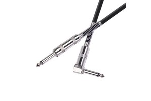 6.35 mm Electric Guitar Connection Cable 90-Degree Elbow Double Shielded PVC Noise Reduction Audio Video Cable for Instruments