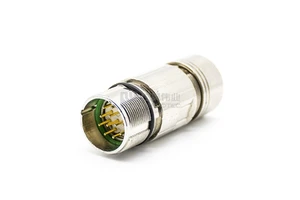 M23 Servo Motor Connector Signal Waterproof Straight 12 Pin Male Encoder Connector Shielded