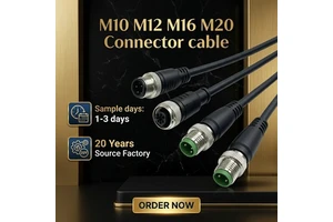 M12 4 Pin A-Code Female Circular Connector IP67 Waterproof Cable for PLC, Servo Drives & Industrial Automation