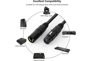 Factory OEM Professional 5 Pin XLR Cable Male to Female OFC Audio Cable Shielded DMX Cable for Stage Speaker Mixing Console