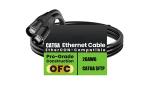 HOTION Shielded CAT6A S/FTP Ethercon Cable Professional Audio Lighting RJ45 EtherCON-Compatible Cable for Studio Stage Concerts