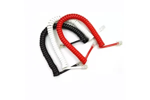 RJ11 RJ10 RJ9 Telephone Handset Receiver Cable Curly Spiral Stretchy Spring Coiled Cable