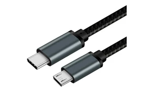 1m2m3m Type-C Micro USB Data Cable Fast Charging OTG Connection for Android Phones Computers Cameras-Aluminum Alloy + Gray Mesh