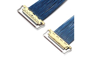 Dual-End 40AWG Shielded Blue Lvds Cable 30 Pin PVC Insulation IP68 Rated 100mm Length Electronic LVDS Cable Assembly