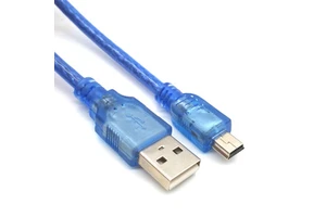 USB 2.0 Male Mini B 5-Pin Cable 1.5M/2M Transparent Blue Charging Data Charger for Digital Cameras Microphones Cars Speakers PVC