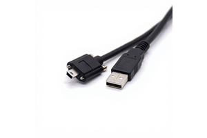 Industrial Camera USB Cable USB to Mini-B Screw-on Plug Black 1m Injection Molded Cable Data Transfer Cable for Machine Vision