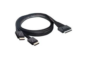 OCuLink PCI-E 4.0 SFF-8611 8i to Dual 2 X SFF-8611 4i SSD Data Transfer Extension Cable 16Gbps 0.5M and 1M in Stock