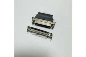 Mini 68pin Horizontal Right Angle PCB Communication Servo Female Connector 0.8mm Pitch Copper Stainless Steel Housing 5U SCSI
