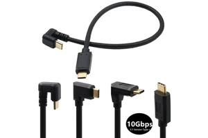 Manufactory Fast Shipping 100W 10Gbps 4K 60Hz USB 3.1 Charging Sync Cable Angled Elbow USB Type C Extension PVC Braid for Camera