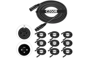 10 Pack 2m Flexible 3 Pin XLR Male Female DMX Cable 6.5 ft Wire for Par Moving Head Spotlight Stage Lighting Signal Connection